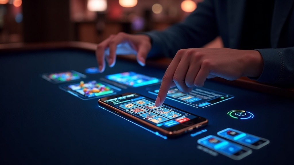 Casino player using the SpinDog app to manage games and account settings on a phone